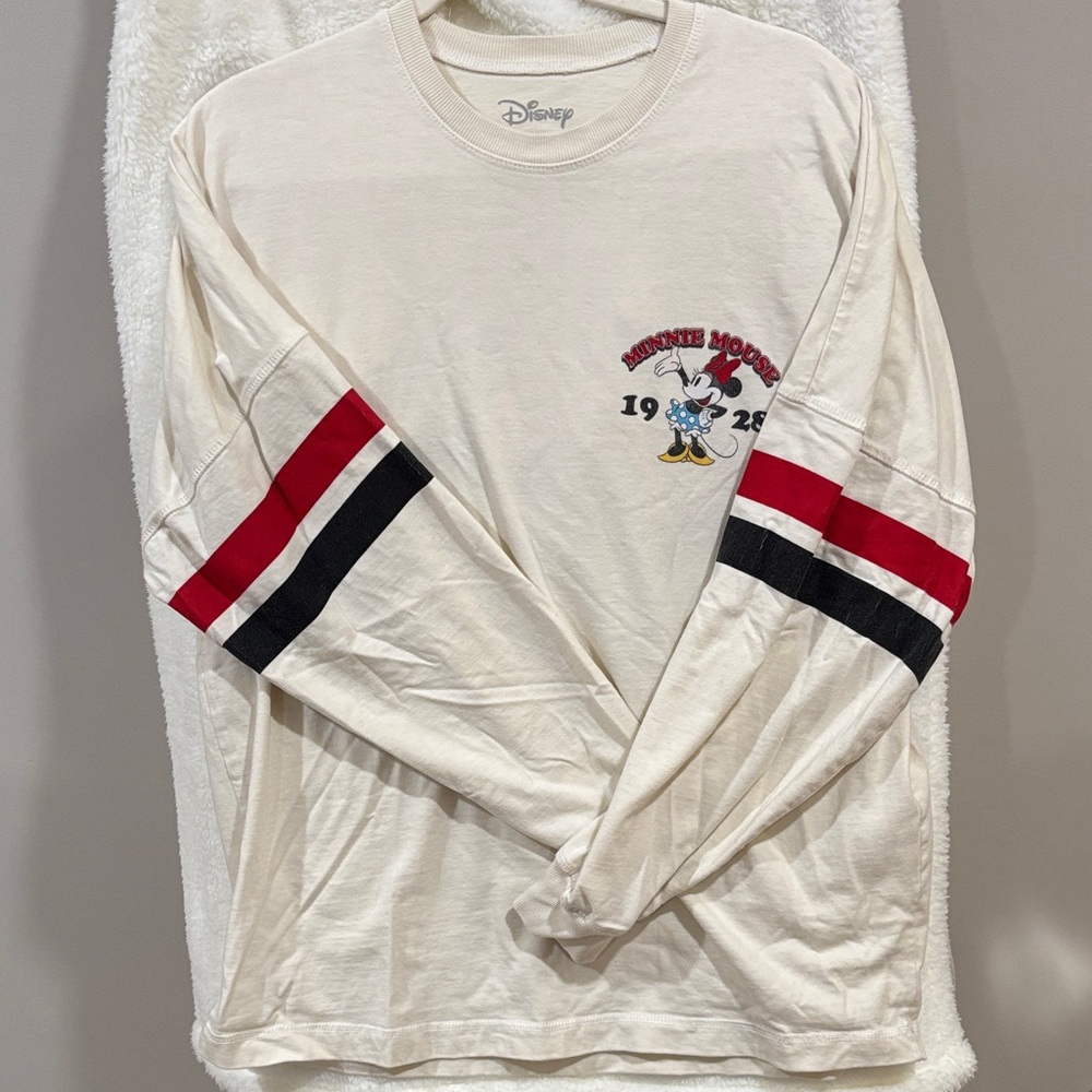 Disney Cream Long Sleeve with Mickey Mouse and Stripes